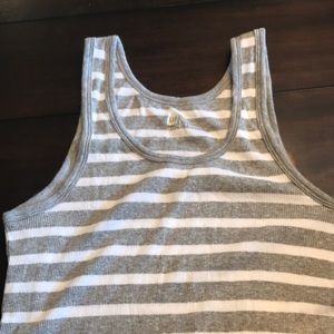 GAP Gray Striped White Tank Top (New) Large